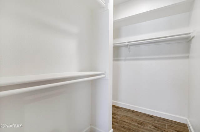 walk in closet featuring dark hardwood / wood-style flooring