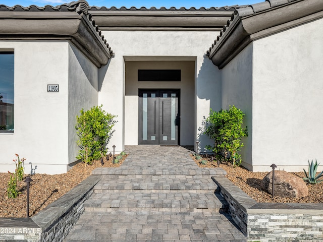 view of exterior entry with french doors