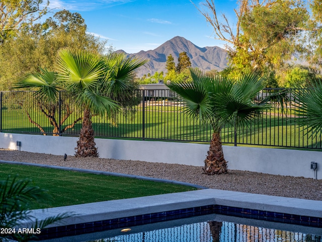 exterior space featuring a mountain view