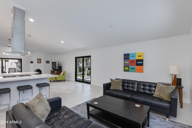 living room featuring light hardwood / wood-style floors