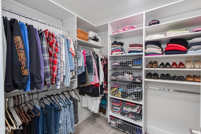 spacious closet featuring carpet floors