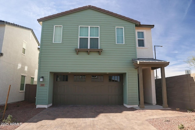 view of front facade with a garage