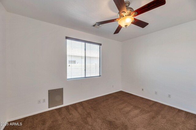 3900 S Velero St, Chandler, AZ 85249 - unfurnished room with baseboards, ceiling fan, visible vents, and dark carpet