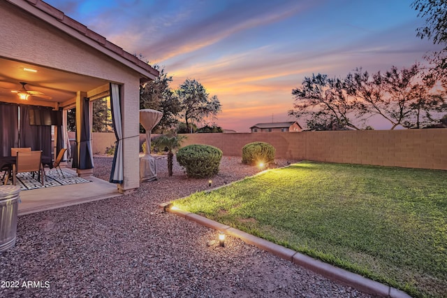 3900 S Velero St, Chandler, AZ 85249 - yard at dusk featuring a patio and a fenced backyard