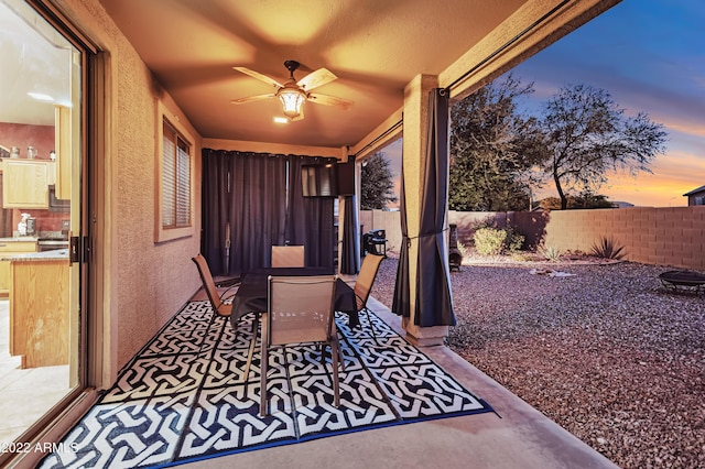 3900 S Velero St, Chandler, AZ 85249 - view of patio / terrace with a fenced backyard and a ceiling fan