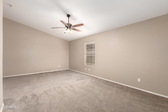3444 E Flamingo Ct, Gilbert, AZ 85297 - unfurnished room with a ceiling fan, carpet, and lofted ceiling
