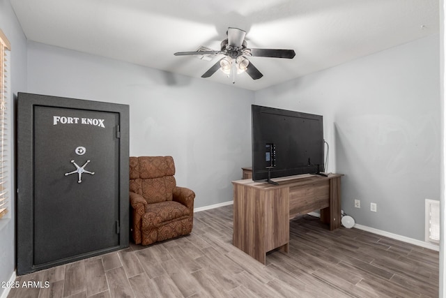 3444 E Flamingo Ct, Gilbert, AZ 85297 - office space with wood finished floors and a ceiling fan