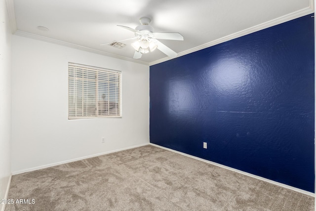 3444 E Flamingo Ct, Gilbert, AZ 85297 - spare room featuring ceiling fan, carpet, and crown molding