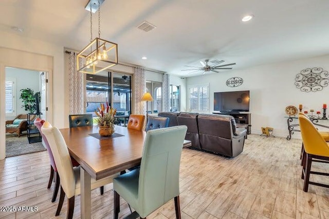 dining area featuring ceiling fan