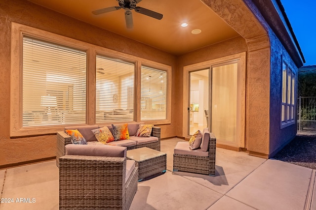 view of patio / terrace featuring an outdoor hangout area and ceiling fan