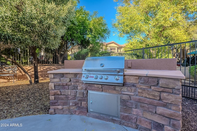 view of patio featuring grilling area and exterior kitchen