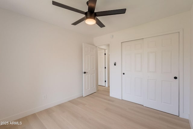 1609 W Yukon Dr, Phoenix, AZ 85027 - unfurnished bedroom with light wood-type flooring, a closet, and ceiling fan