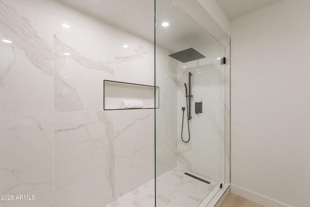 1609 W Yukon Dr, Phoenix, AZ 85027 - bathroom featuring a marble finish shower and recessed lighting