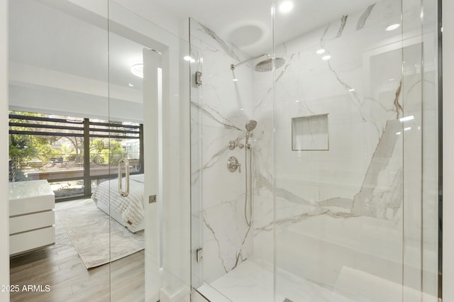 bathroom with an enclosed shower