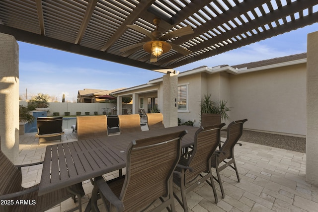 view of patio featuring a pergola and ceiling fan