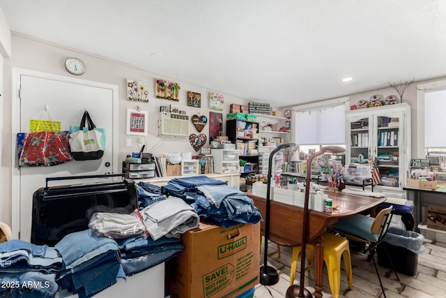 home office with light wood-type flooring