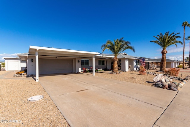 single story home featuring a garage