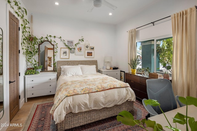 bedroom featuring light wood-type flooring