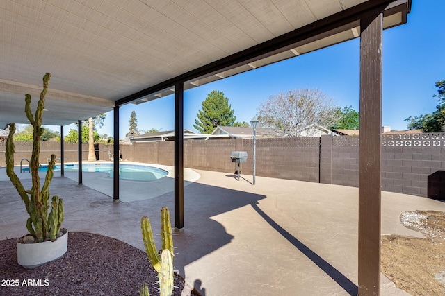 view of patio with a fenced backyard and a fenced in pool