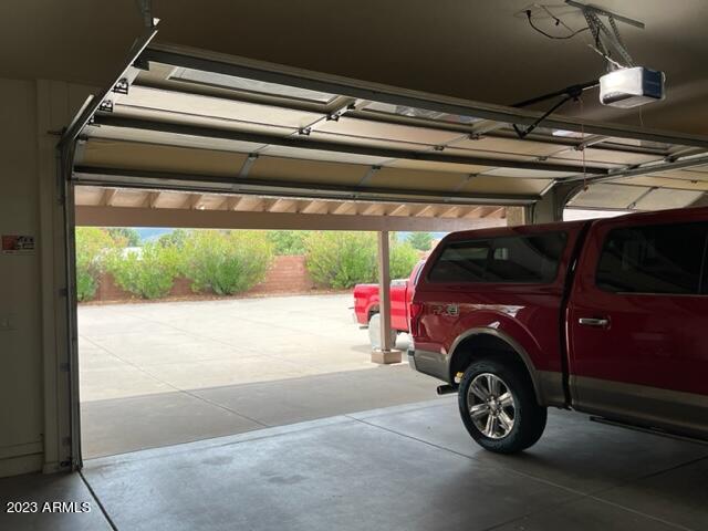 garage with a garage door opener