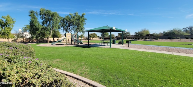 exterior space featuring a yard and a playground