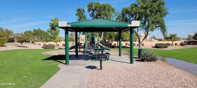 view of play area with a lawn