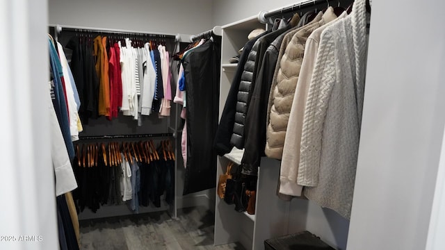 walk in closet featuring hardwood / wood-style floors