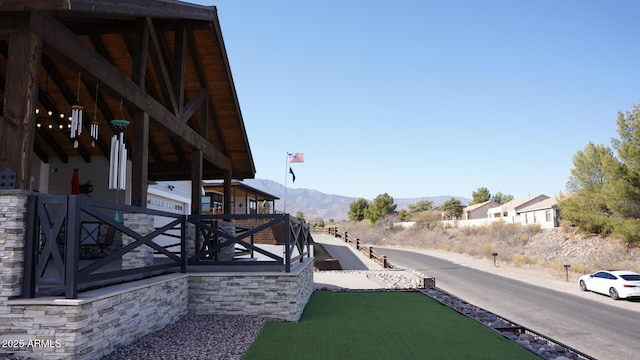 exterior space with a mountain view