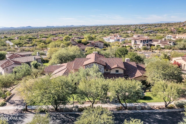 aerial view featuring a residential view and a mountain view