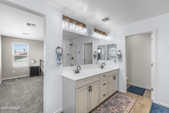 22904 E Domingo Rd, Queen Creek, AZ 85142 - full bath with double vanity, baseboards, toilet, and a shower