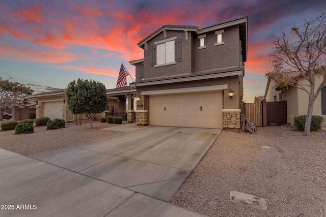 front of property featuring a garage