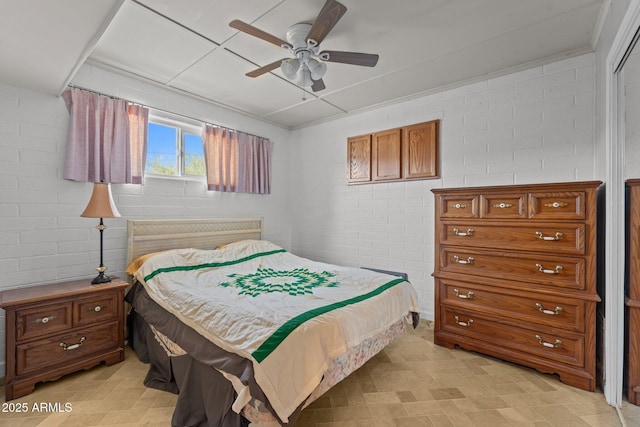 34381 S Vladimir St, Black Canyon City, AZ 85324 - bedroom with brick wall and a ceiling fan