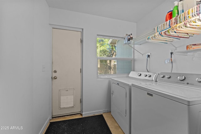 34381 S Vladimir St, Black Canyon City, AZ 85324 - clothes washing area with light tile patterned flooring, independent washer and dryer, laundry area, and baseboards