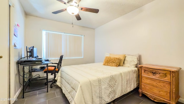 bedroom featuring ceiling fan