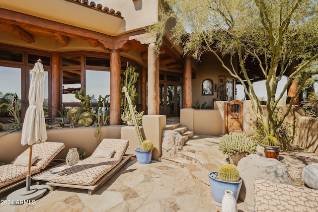 view of patio / terrace featuring french doors