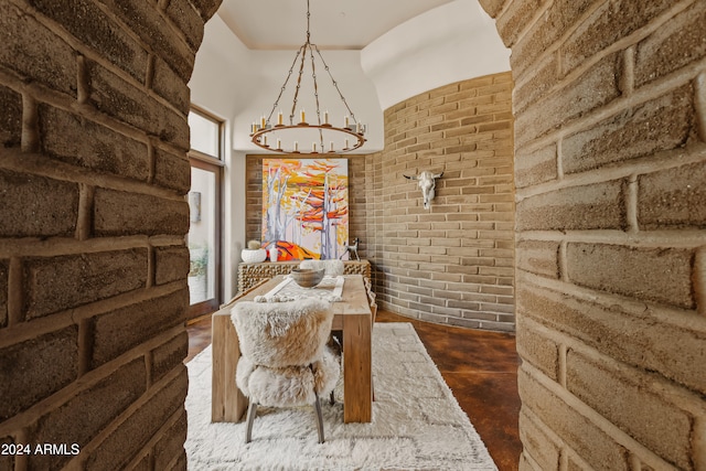 unfurnished room featuring dark wood-type flooring and a chandelier