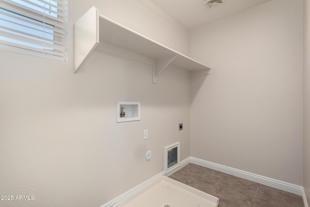 3449 E Sheffield Rd, Gilbert, AZ 85296 - clothes washing area featuring washer hookup, hookup for a gas dryer, hookup for an electric dryer, and baseboards