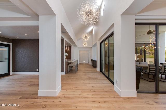 2737 E Arizona Biltmore Cir Unit 8, Phoenix, AZ 85016 - foyer entrance featuring a chandelier, wood finished floors, baseboards, and recessed lighting