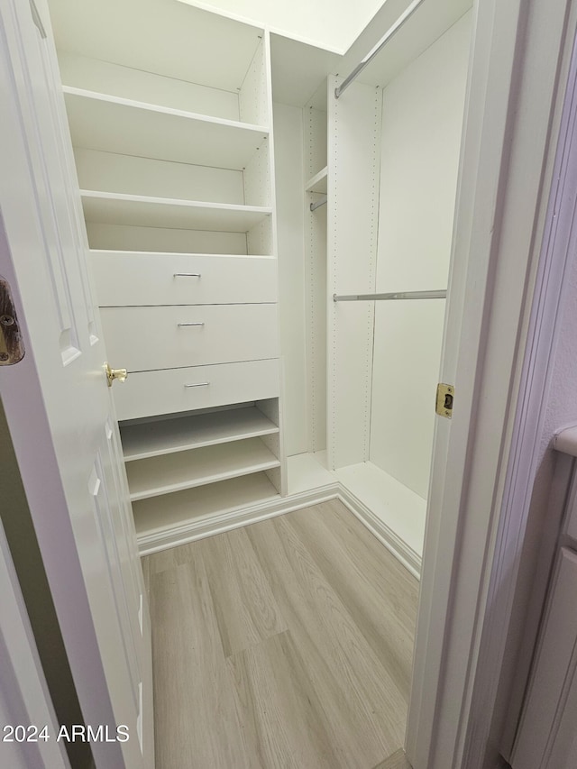 spacious closet featuring light hardwood / wood-style flooring