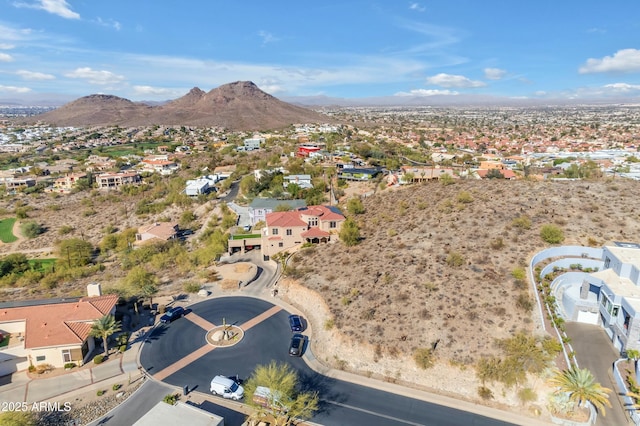 aerial view with a residential view and a mountain view