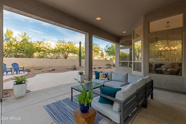 view of patio featuring an outdoor hangout area