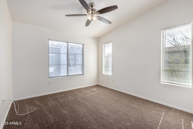 2402 E 5th St Unit 1411, Tempe, AZ 85288 - spare room featuring carpet, lofted ceiling, ceiling fan, and baseboards