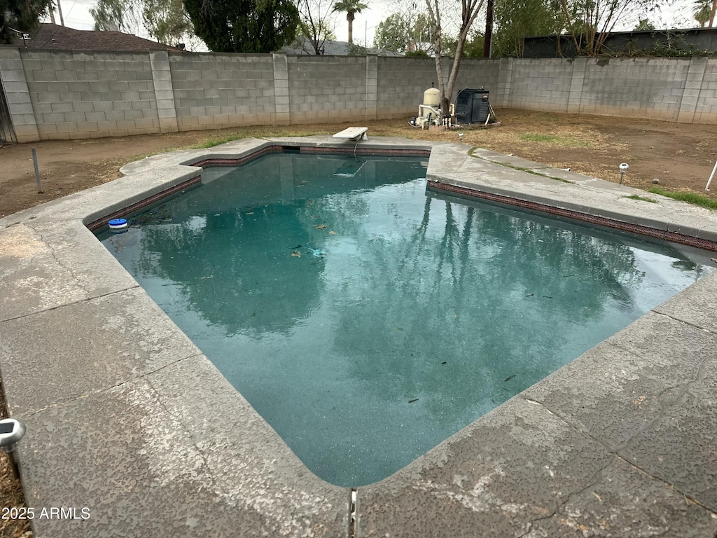 view of pool featuring a fenced backyard and a fenced in pool