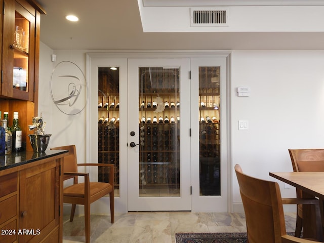 view of wine cellar