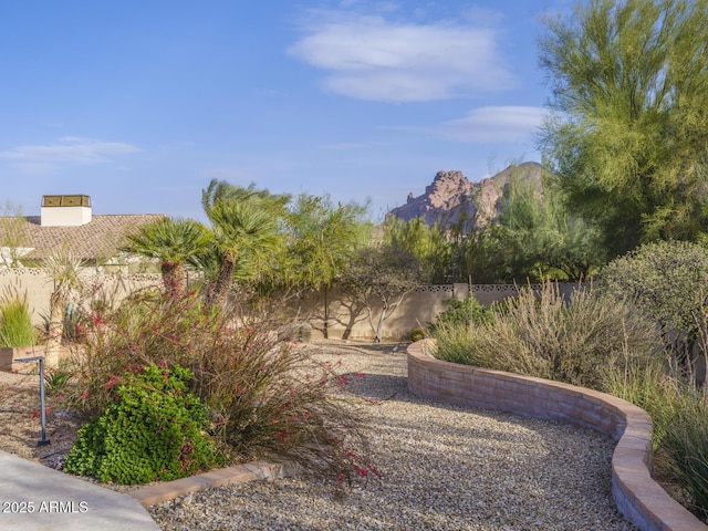 view of yard featuring a mountain view