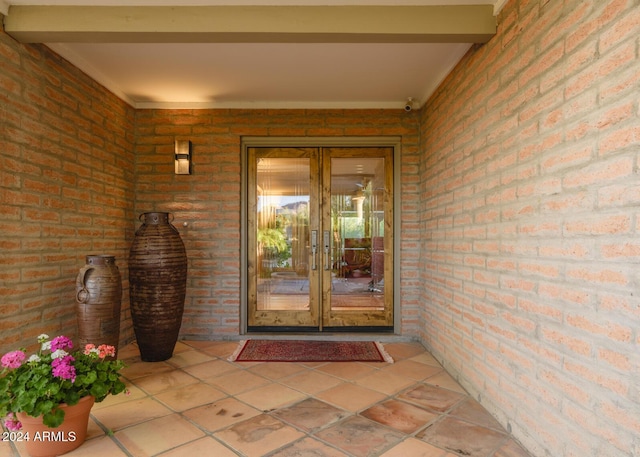 property entrance with french doors