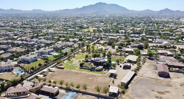 aerial view with a mountain view