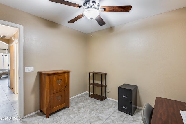 home office with ceiling fan