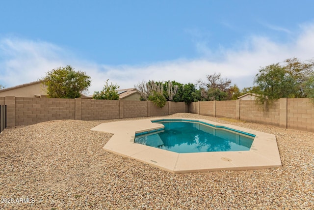 view of pool featuring a fenced backyard and a fenced in pool