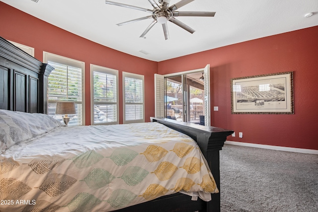 28019 N 115th Pl, Scottsdale, AZ 85262 - bedroom with carpet, baseboards, a ceiling fan, and access to outside